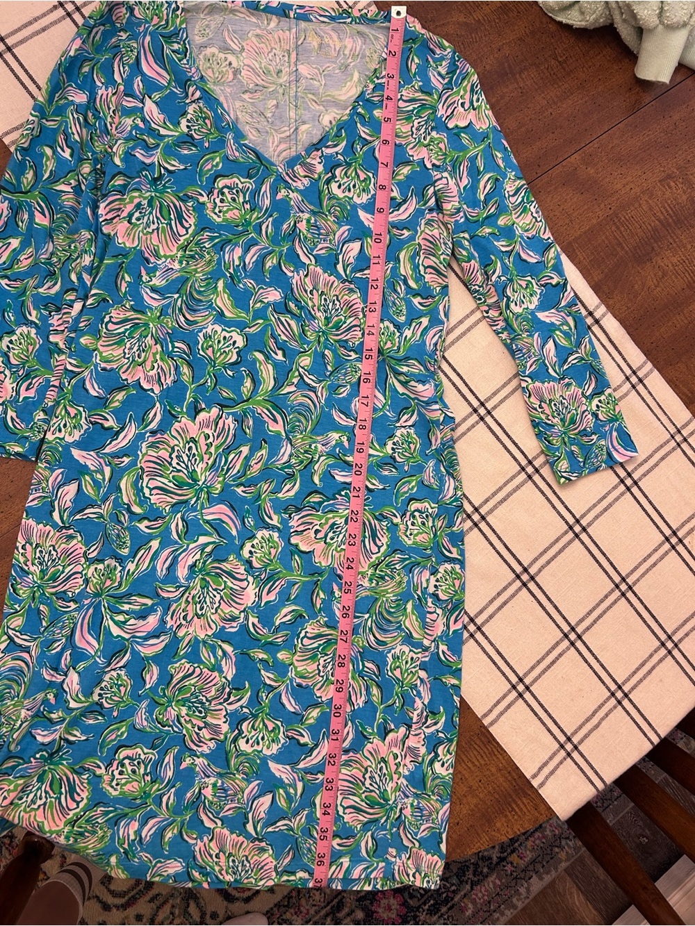 Lilly Pulitzer Tessa Three Quarter Sleeve V Neck Dress Small Cumulus Blue Chick - Picture 11 of 14